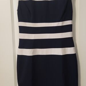Ralph Lauren Strapless Navy and White Dress